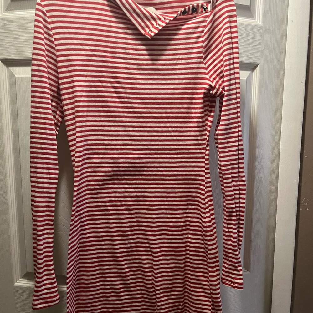 NWT BDG Nola Mock Neck Long Sleeve Mini Dresss in Red/White